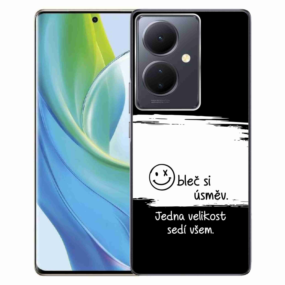 Gélový kryt mmCase na Vivo V29 Lite 5G - vtipný text 8 bieločierne pozadie