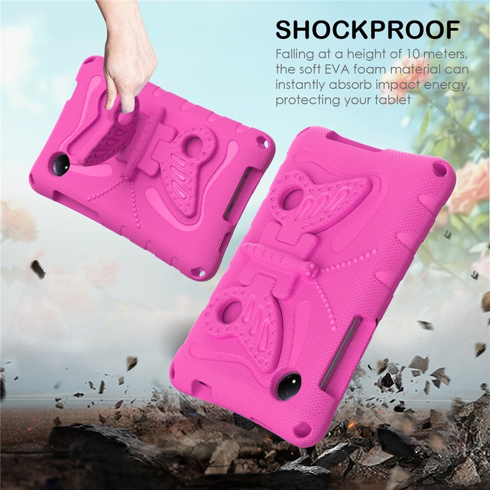 Kids Butterfly EVA odolné puzdro s popruhom na tablet Xiaomi Redmi Pad SE 8.7 - rose