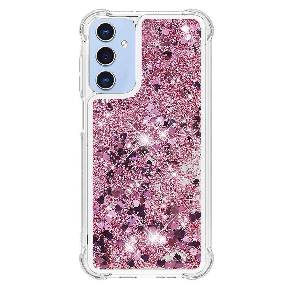 Glitter presýpacie gélový obal na Samsung Galaxy A17 5G - ružovozlatý/srdiečka