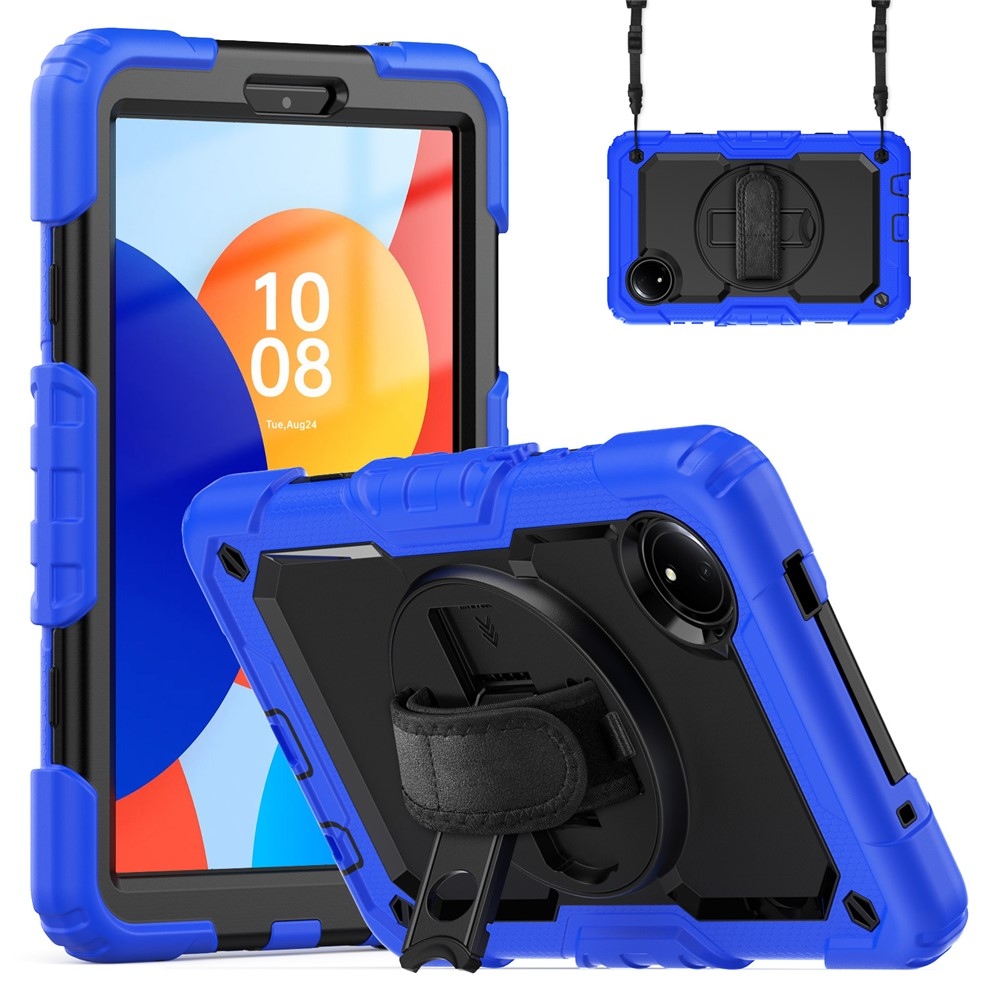 Strap odolný kryt s držiakom na ruku a ramenným popruhom na Xiaomi Redmi Pad SE 8.7 - tmavomodrý