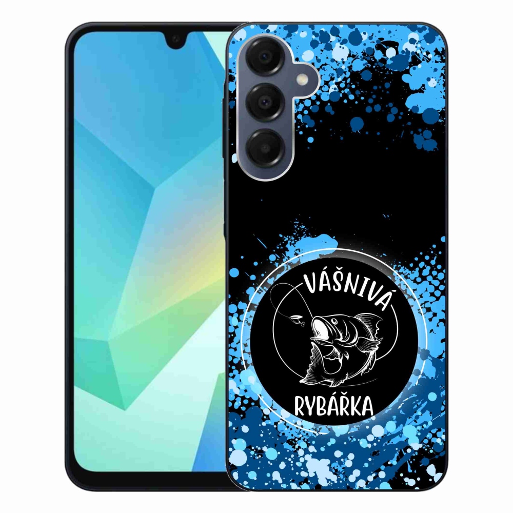 Gélový kryt mmCase na Samsung Galaxy A16 4G/5G - vášnivá rybárka čierne pozadie