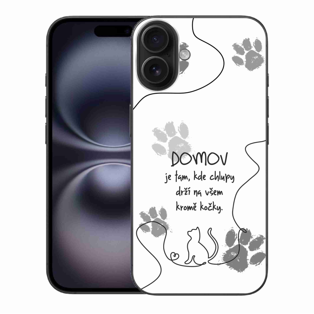 Gélový kryt mmCase na iPhone 16 Plus - mačacie motív biele pozadie