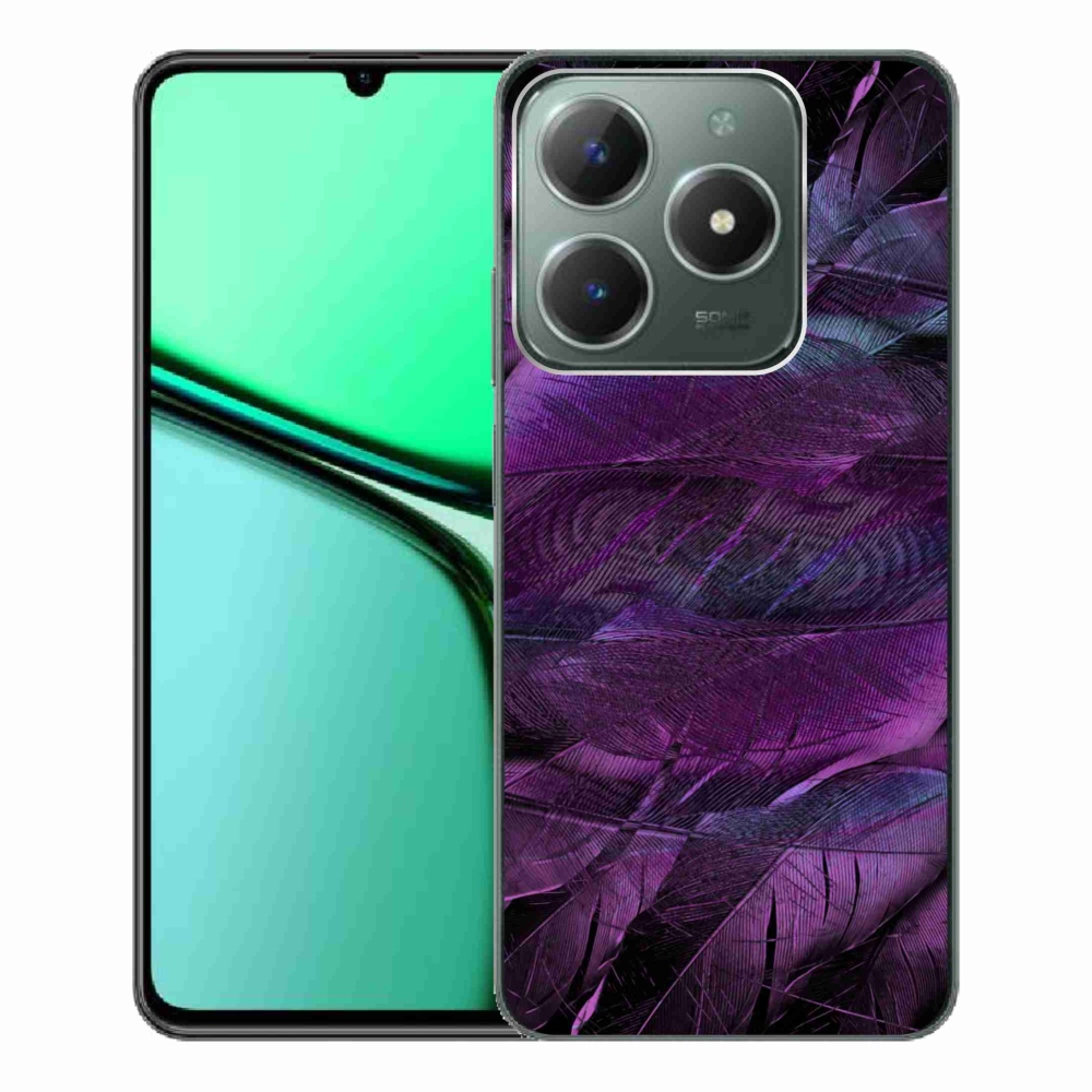 Gélový kryt mmCase na Realme C61 - fialové pierka