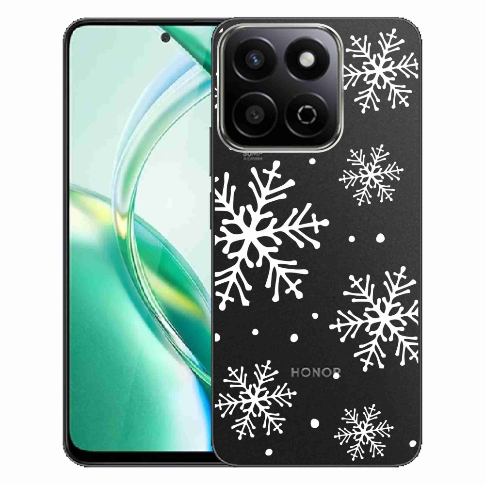 Gélový kryt mmCase na Honor 200 Smart 5G - biele vločky na priehľadnom pozadí
