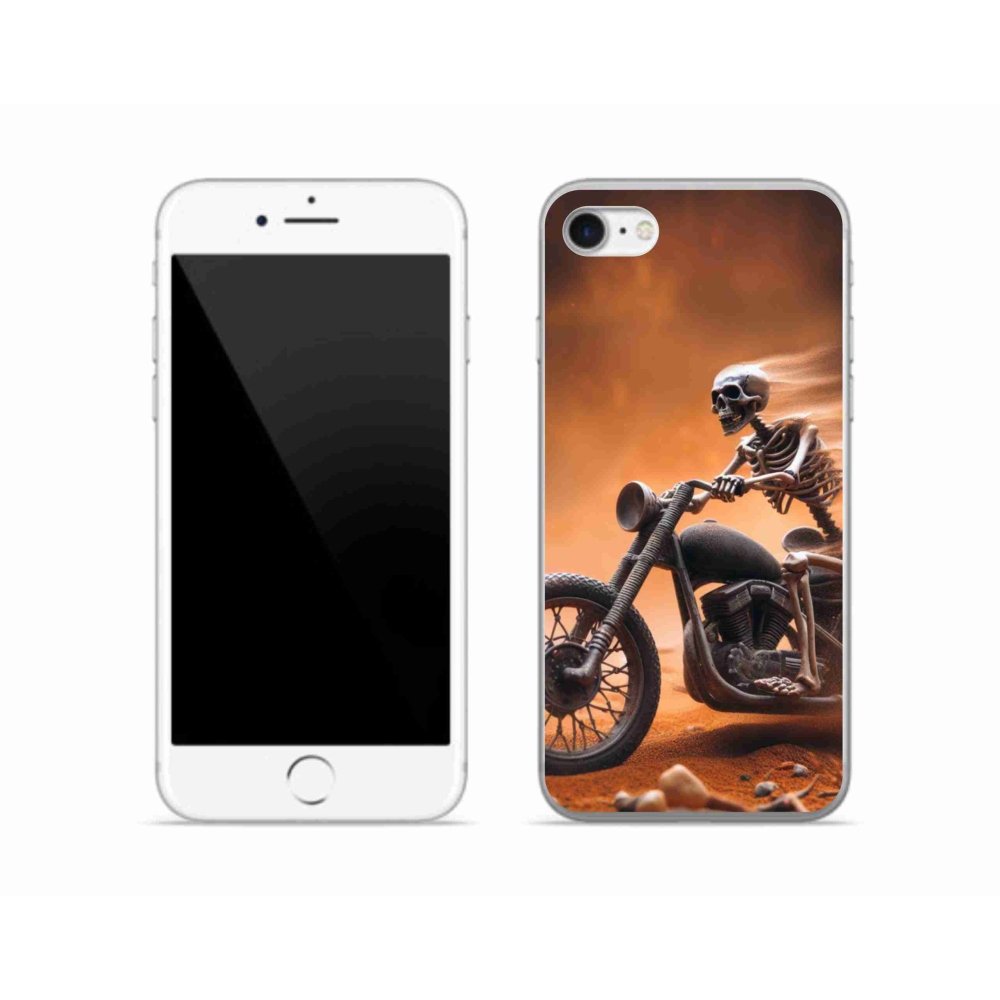 Gélový kryt mmCase na iPhone SE (2020) - kostra na motorke