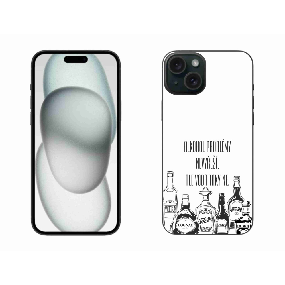 Gélový kryt mmCase na iPhone 15 Plus - vtipný text biele pozadie