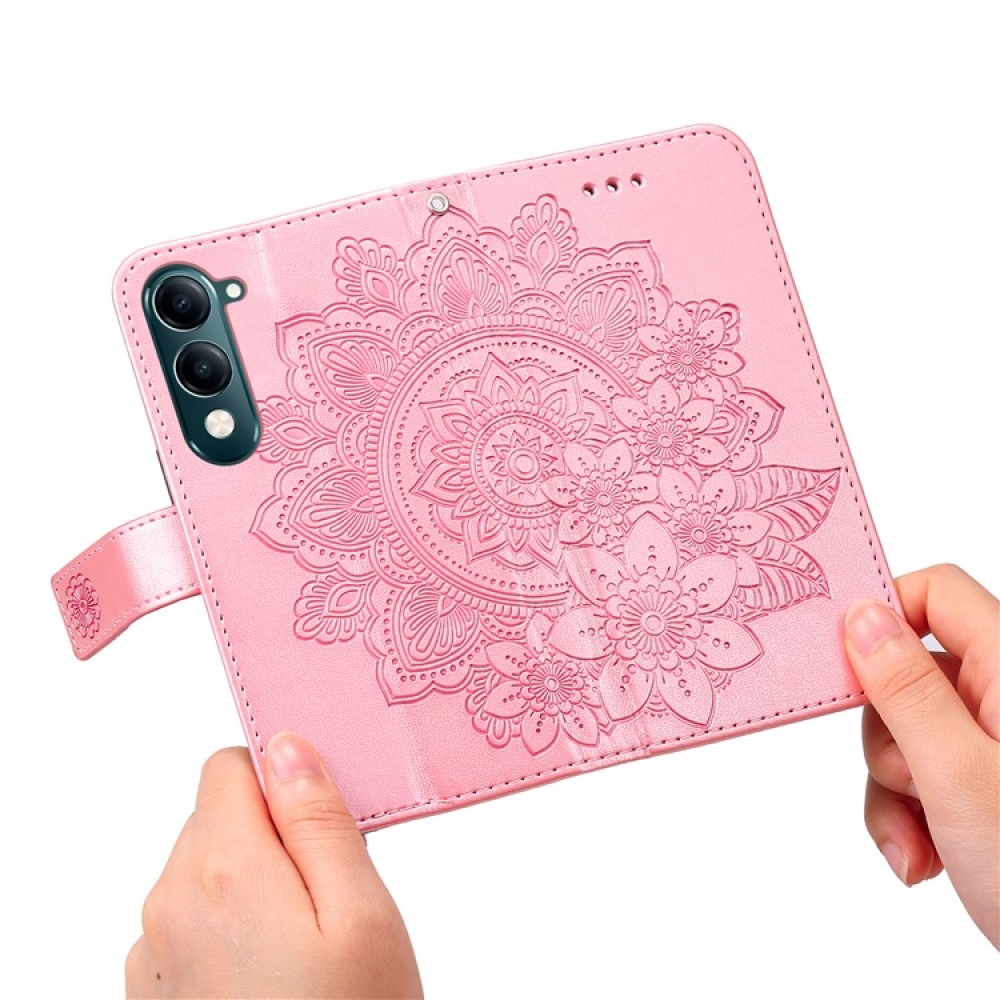 Floral knižkové puzdro na Vivo Y29s 5G - ružové