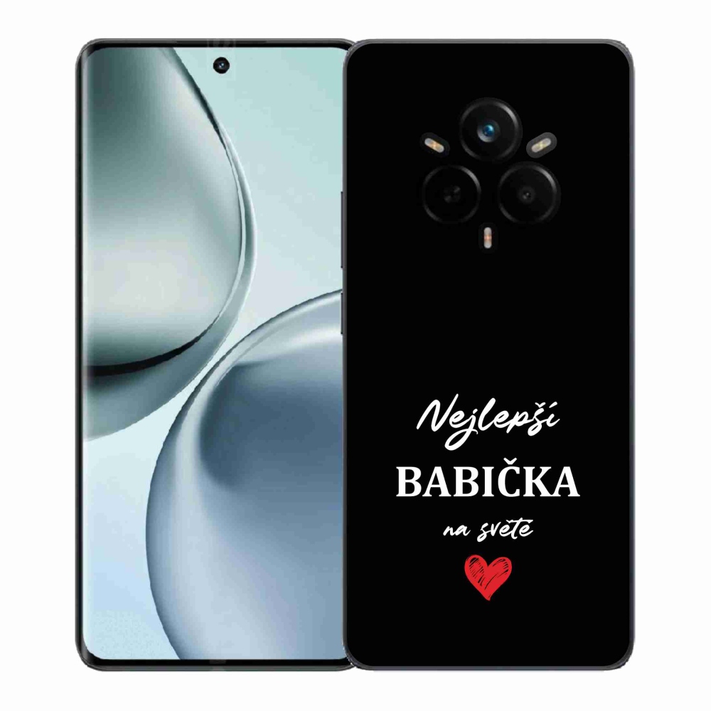 Gélový kryt mmCase na Realme 14 Pro+ 5G - najlepšia babička 1 čierne pozadie