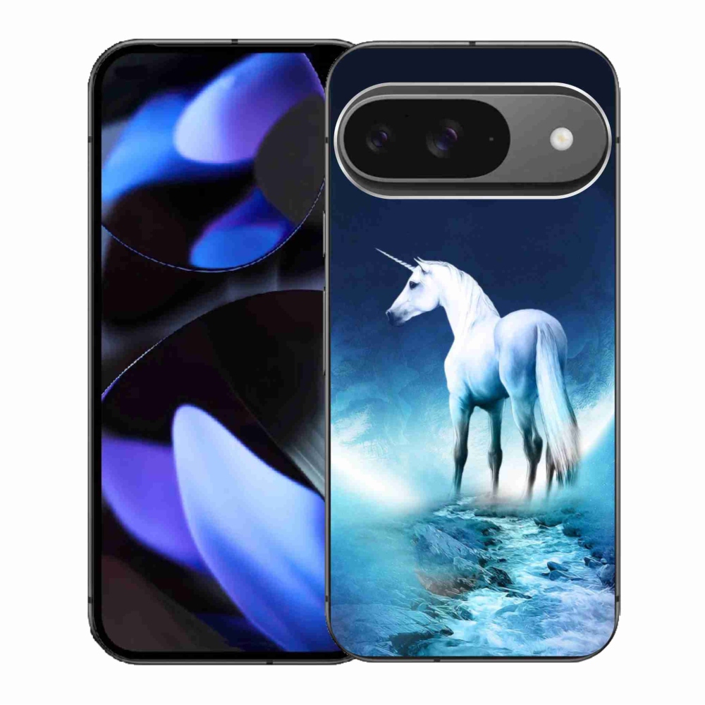 Gélový kryt mmCase na Google Pixel 9/9 Pro - biely jednorožec