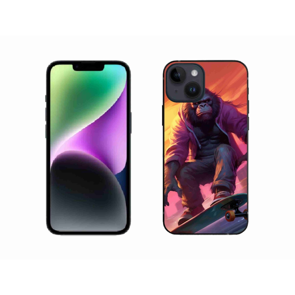 Gélový kryt mmCase na iPhone 14 - gorila na skateboarde