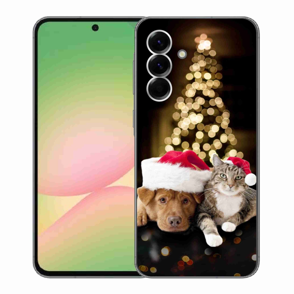 Gélový kryt mmCase na Samsung Galaxy A56 5G - vianočný pes a mačka