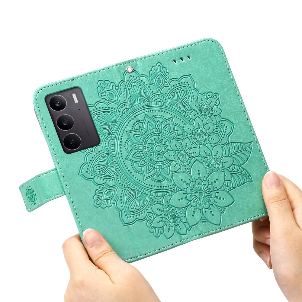 Mandala knižkové púzdro na Realme C75 - modrozelené