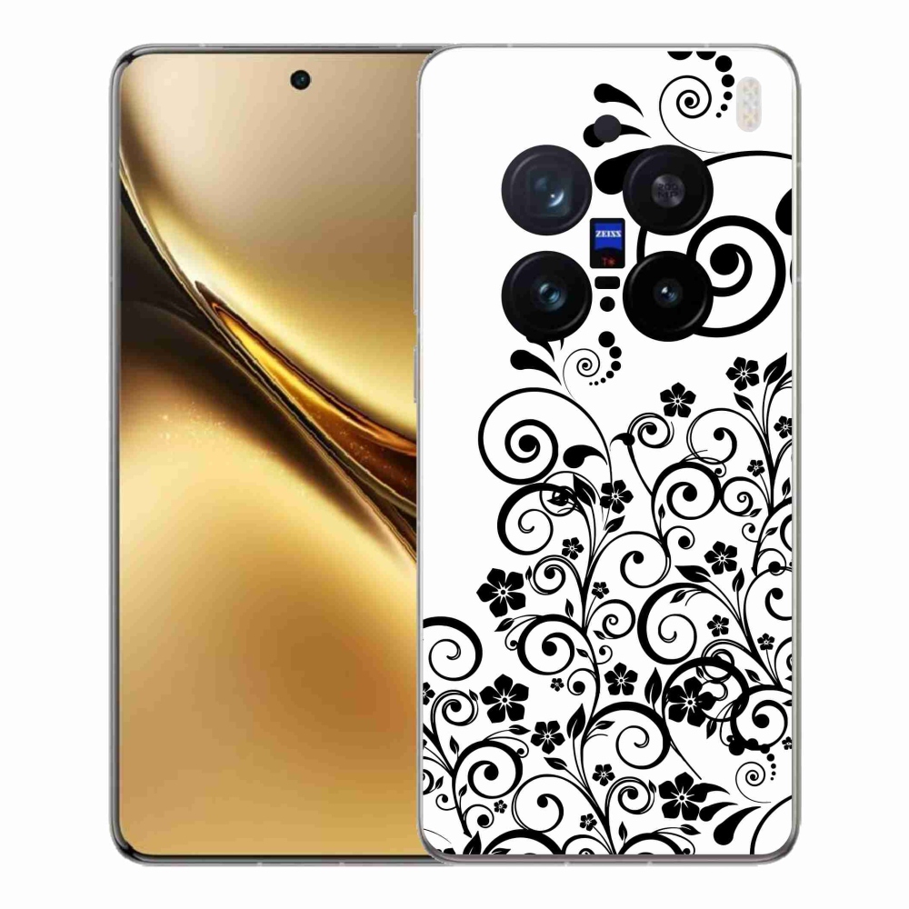 Gélový kryt mmCase na Vivo X200 Pro 5G - čiernobiele kvetinové vzory
