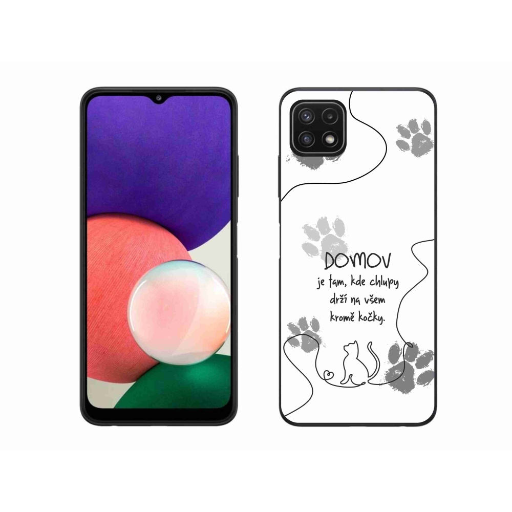 Gélový kryt mmCase na Samsung Galaxy A22 5G - mačacie motív biele pozadie