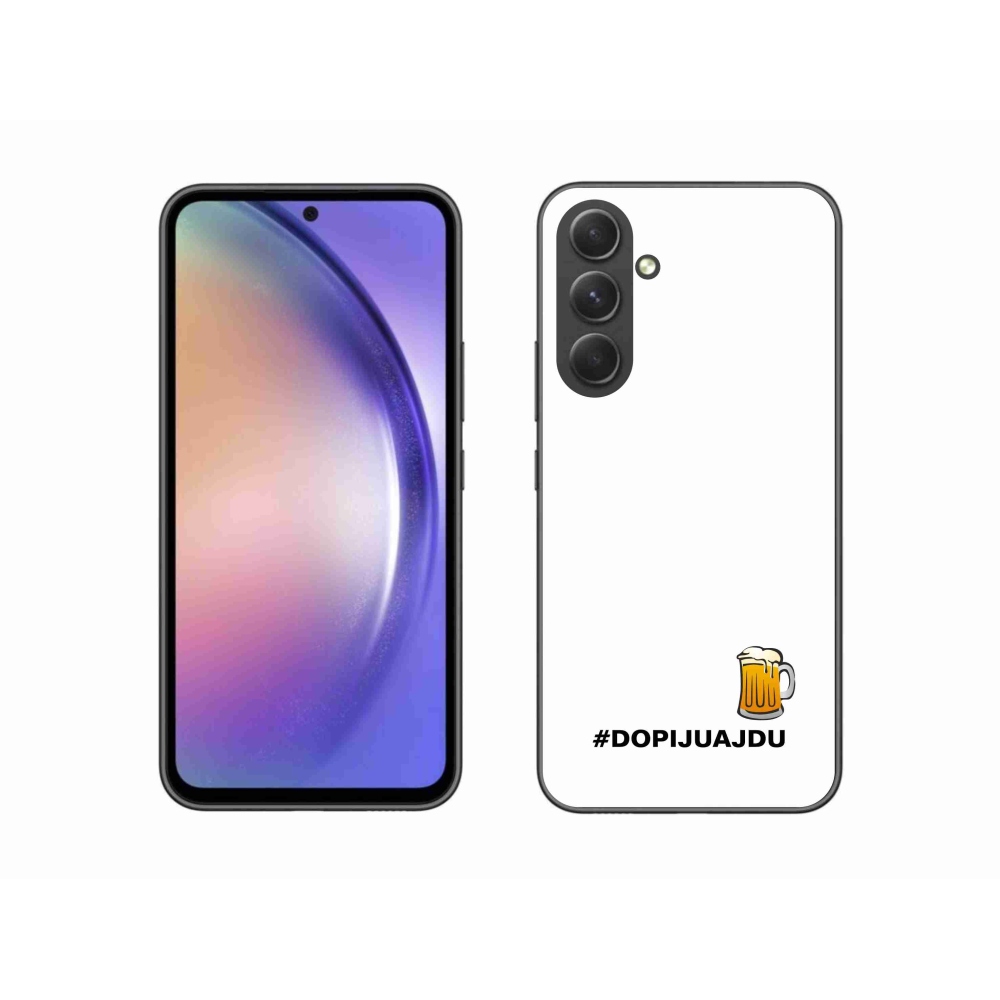 Gélový kryt mmCase na Samsung Galaxy A54 5G - pivný motív 1 biele pozadie