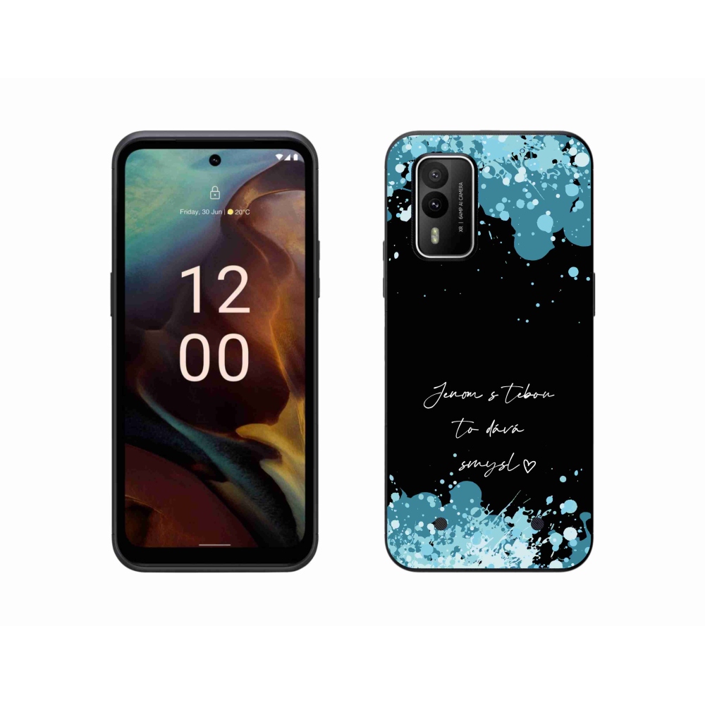 Gélový kryt mmCase na Nokia XR21 - zamilovaný text čierne pozadie