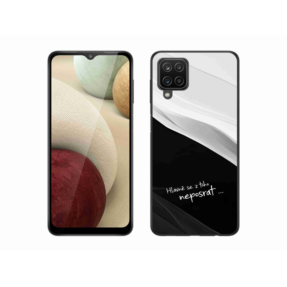 Gélový kryt mmCase na Samsung Galaxy A12 - vtipný text 13 čiernobiele pozadie