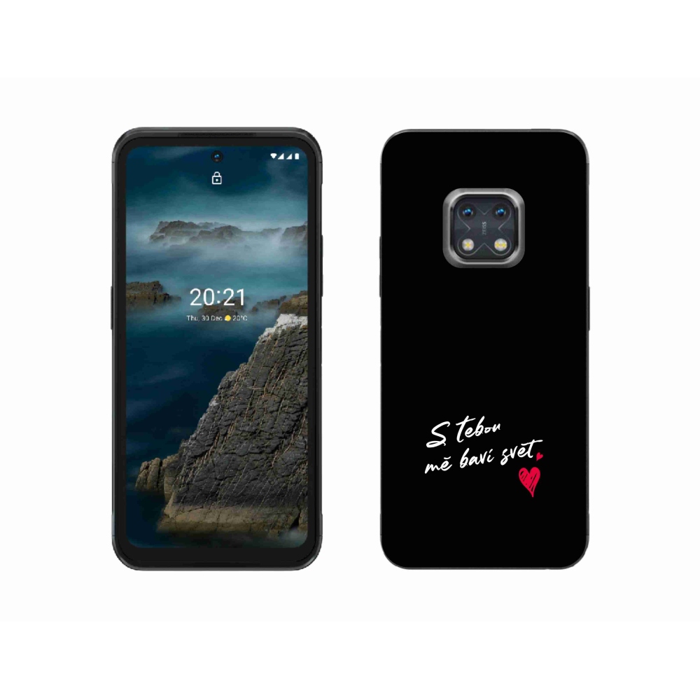 Gélový kryt mmCase na Nokia XR20 - zamilovaný text 1 čierne pozadie