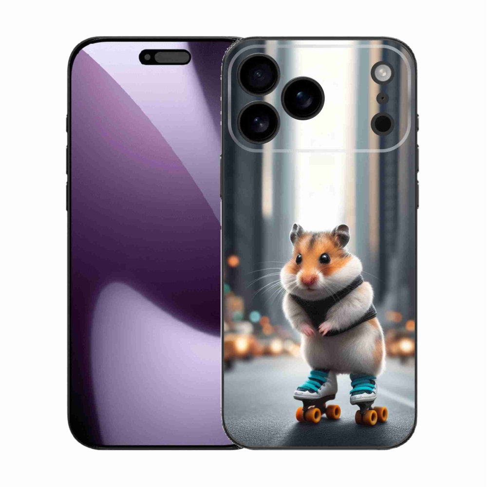 Gélový kryt mmCase na iPhone 17 Pro Max - škrečok na korčuliach