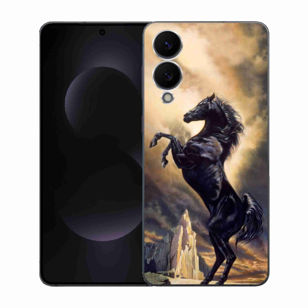 Gélový kryt mmCase na Samsung Galaxy S25 Edge - čierny kreslený kôň