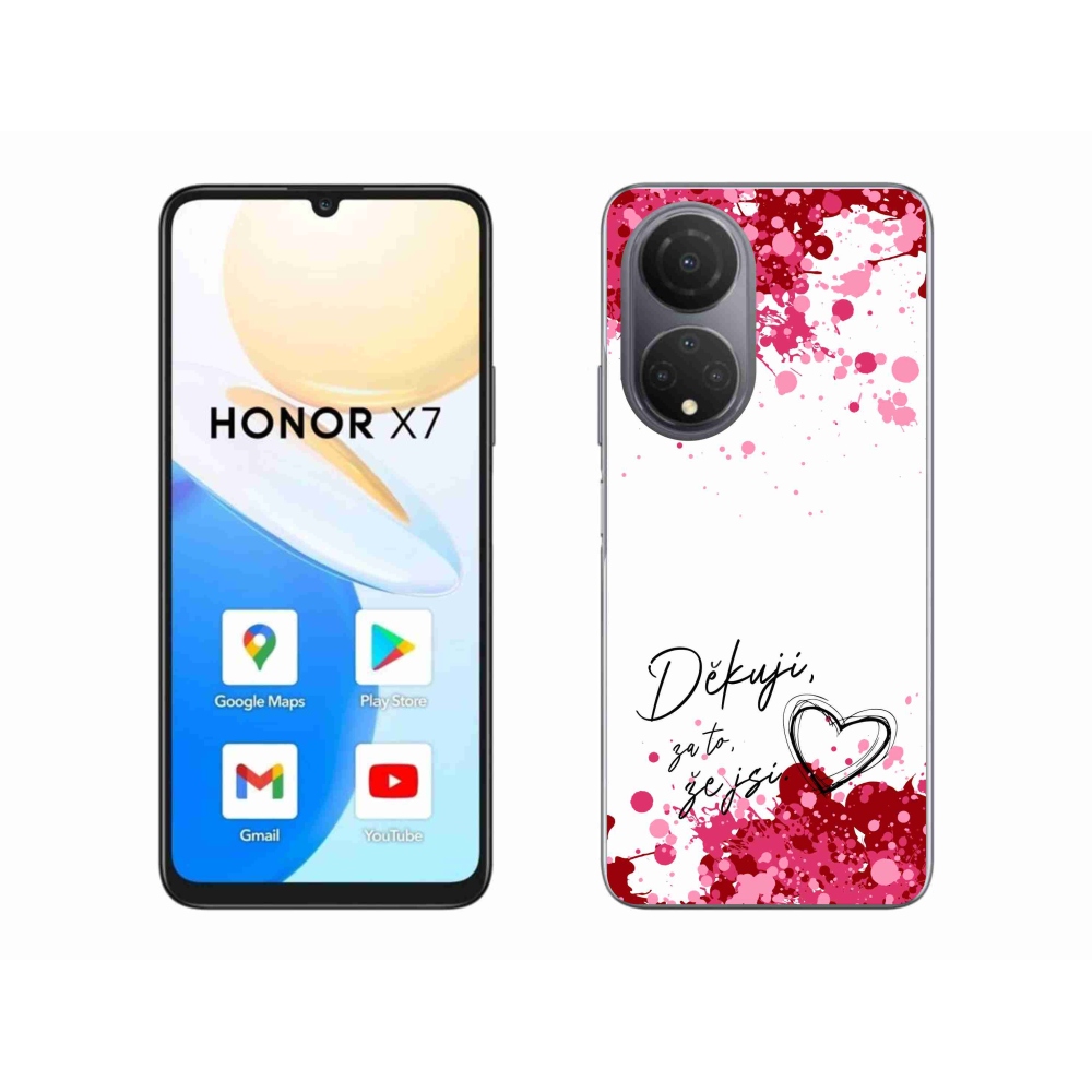 Gélový kryt mmCase na Honor X7 - zamilovaný text 2 biele pozadie