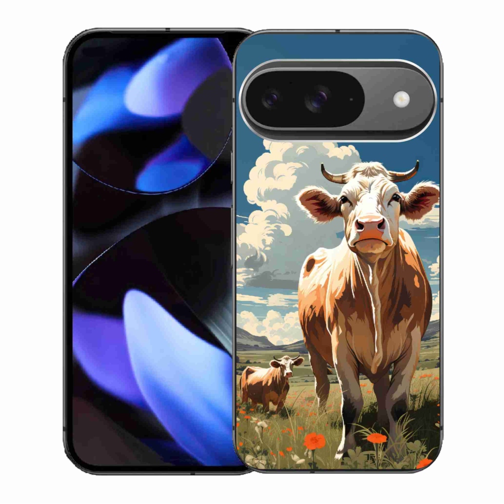 Gélový kryt mmCase na Google Pixel 9/9 Pro - kravy na lúke