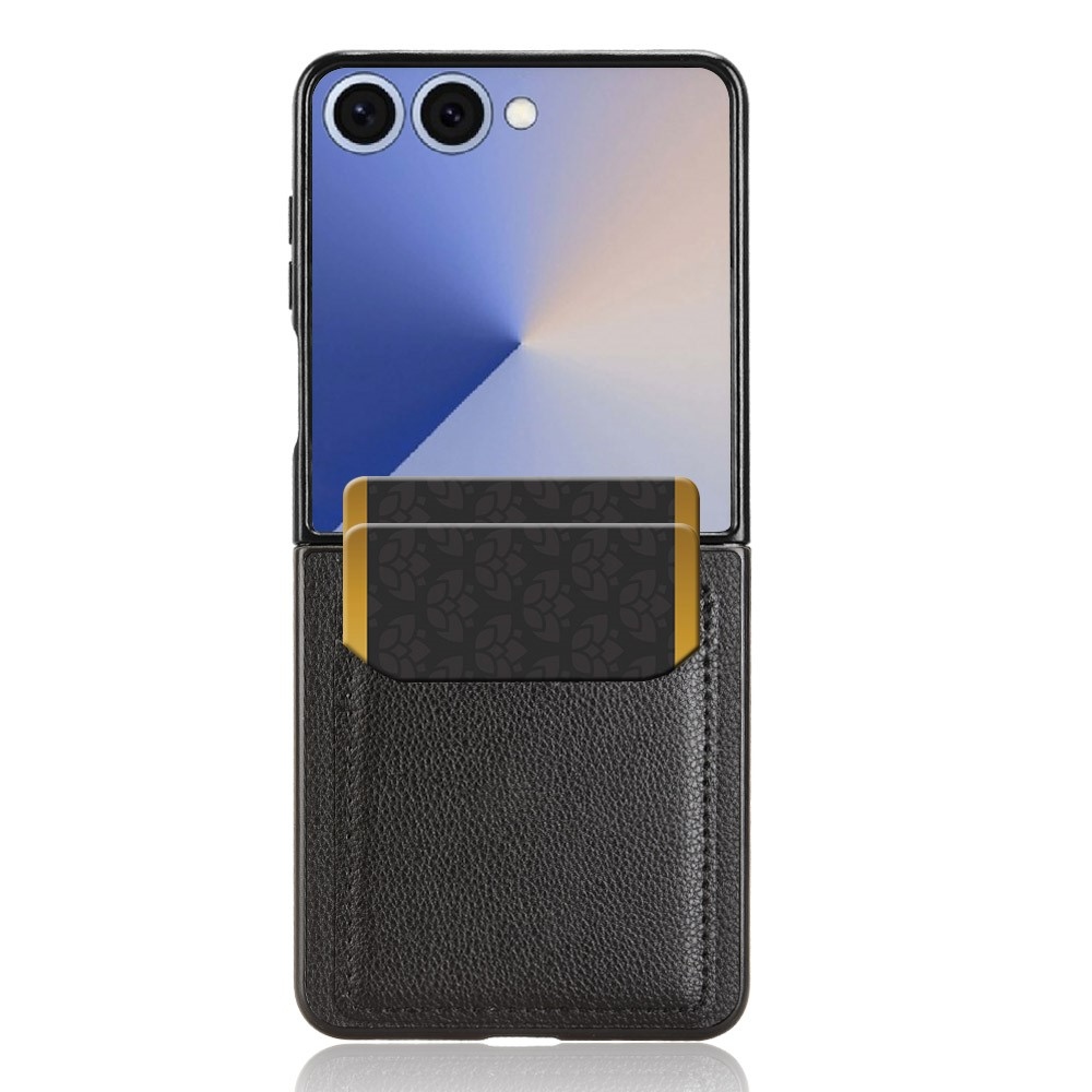Combi plastový kryt s umelou kožou na Samsung Galaxy Z Flip7 5G - čierny