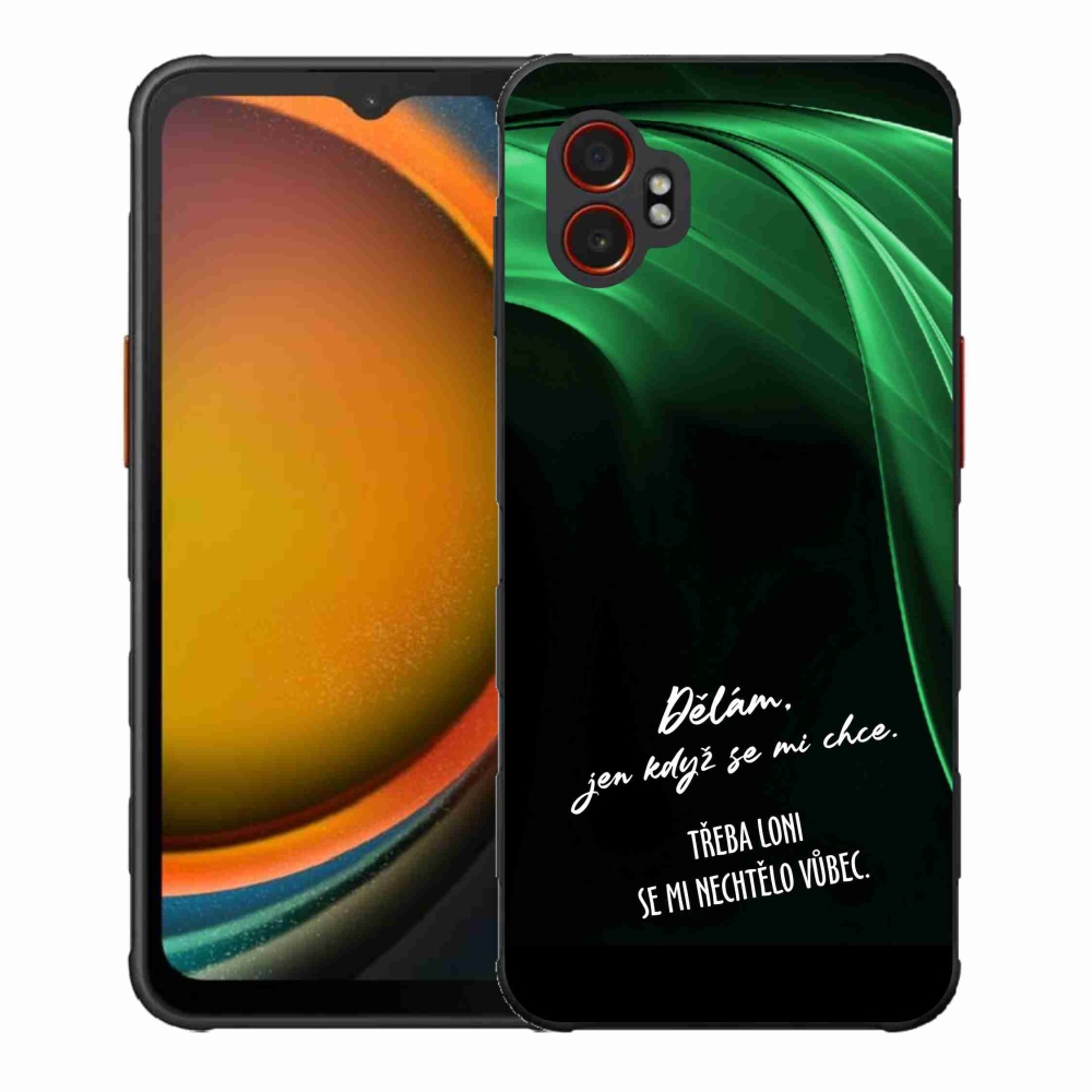 Gélový kryt mmCase na Samsung Galaxy Xcover 7 Pro - vtipný text 12 čierne pozadie