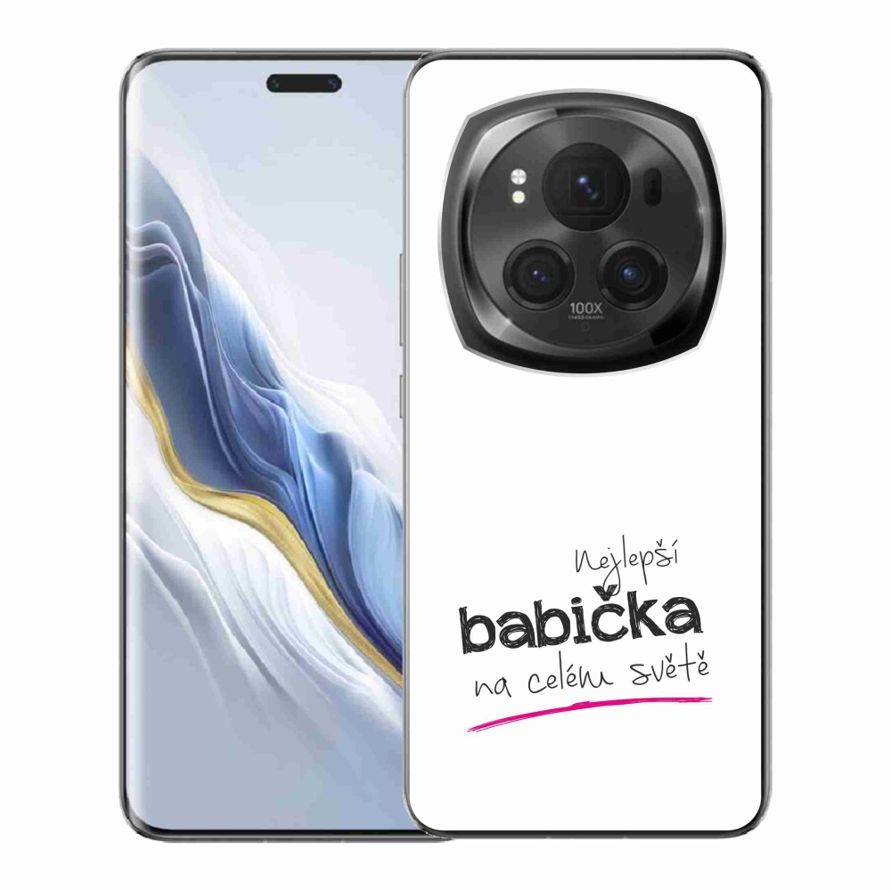 Gélový kryt mmCase na Honor Magic 6 Pro 5G - najlepšia babička 4 biele pozadie