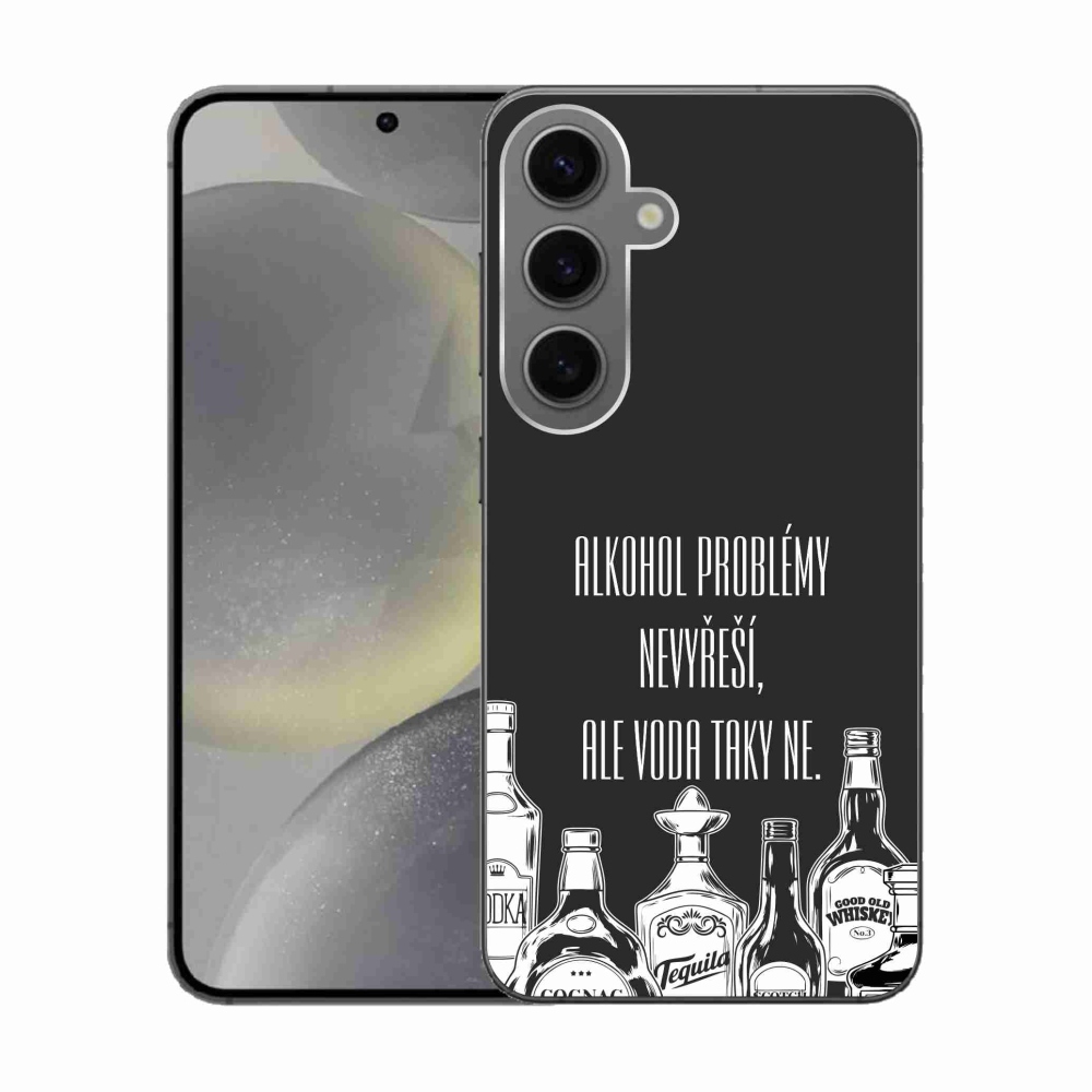 Gélový kryt mmCase na Samsung Galaxy S24 - vtipný text čierne pozadie