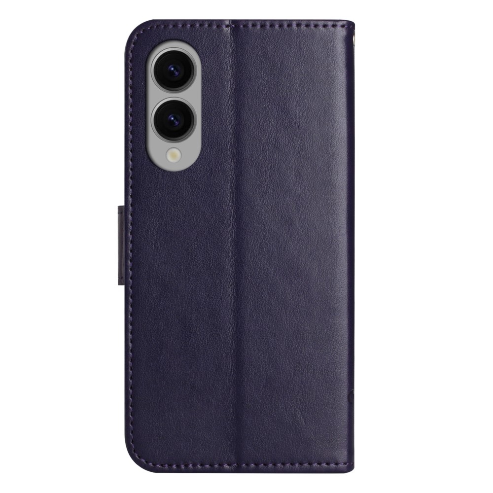 Flower knižkové púzdro na Samsung Galaxy S25 Edge - tmavofialové