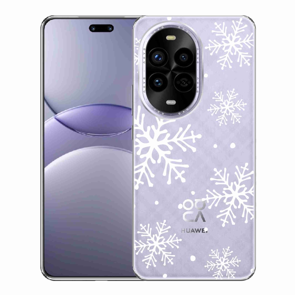 Gélový kryt mmCase na Huawei Nova 13 Pro 5G - biele vločky na priehľadnom pozadí