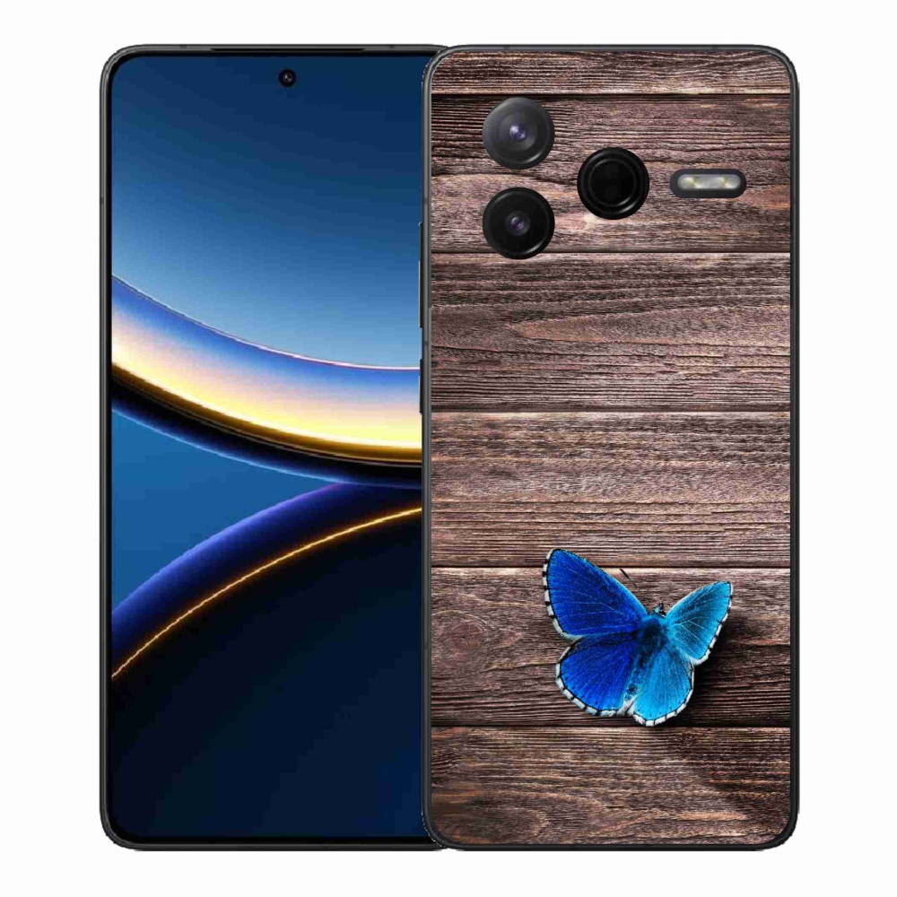 Gélový kryt mmCase na Xiaomi Poco F7 Pro - modrý motýľ 1
