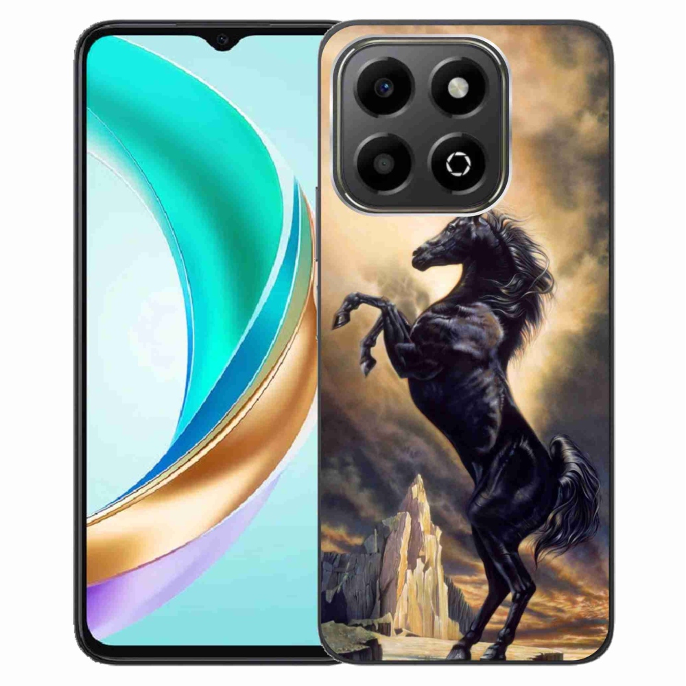 Gélový kryt mmCase na Honor X6b - čierny kreslený kôň