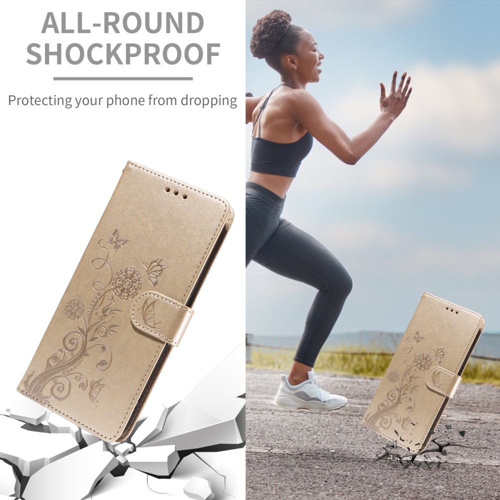 Flowery knižkové púzdro na Xiaomi Redmi A5 - zlaté