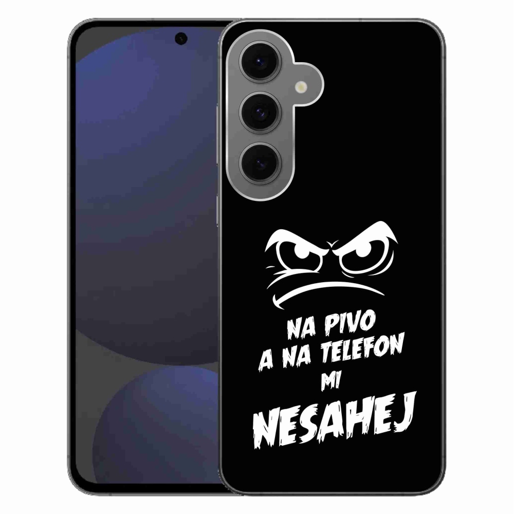 Gélový kryt mmCase na Samsung Galaxy S24 FE - pivný motív 2 čierne pozadie