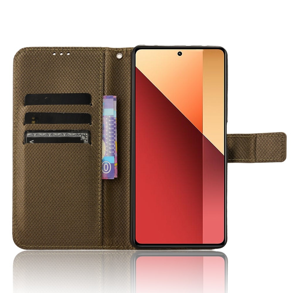 Diamond knižkové púzdro na Xiaomi Redmi Note 14S/Note 13 Pro 4G/Poco M6 Pro - hnedé