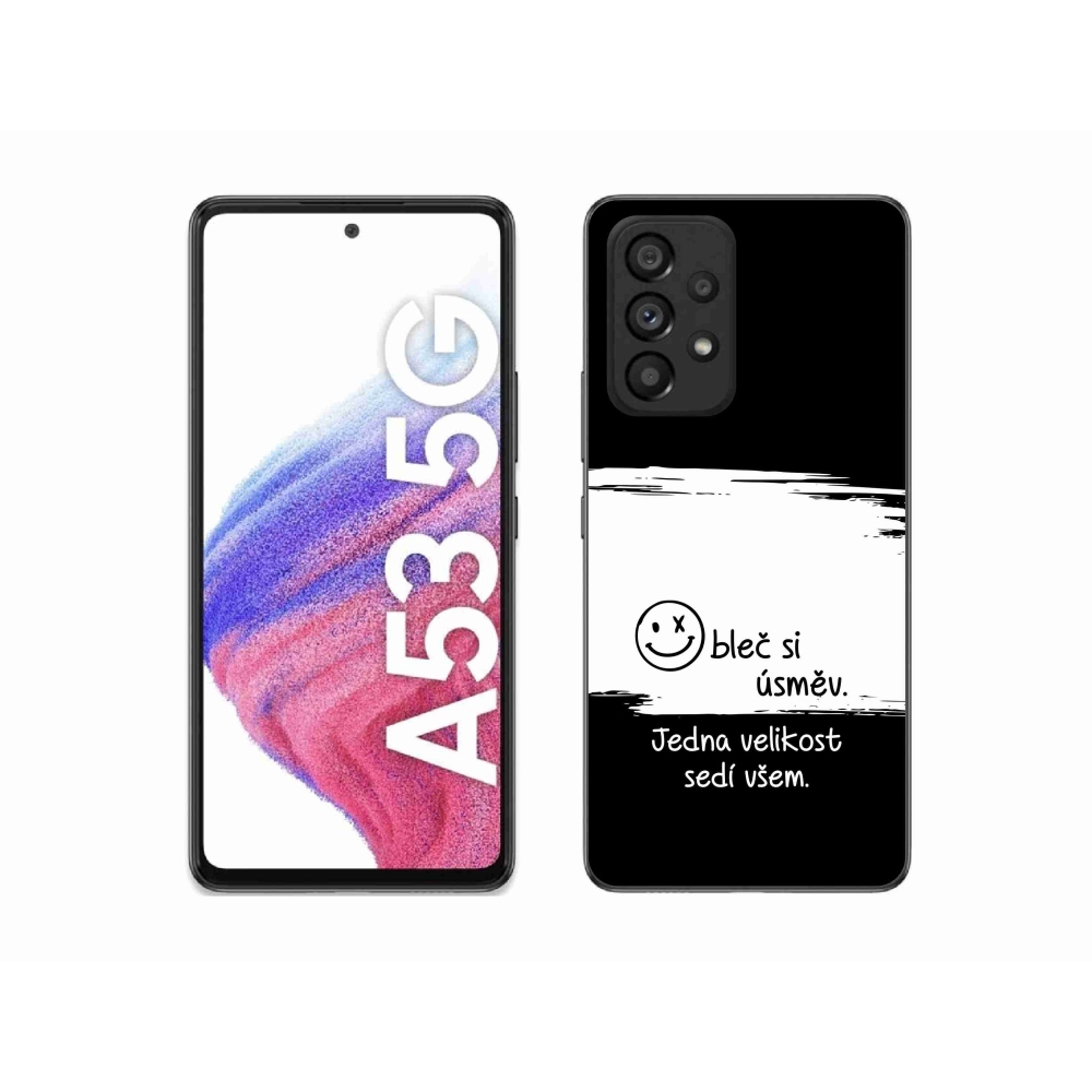 Gélový kryt mmCase na Samsung Galaxy A53 5G - vtipný text 8 bieločierne pozadie