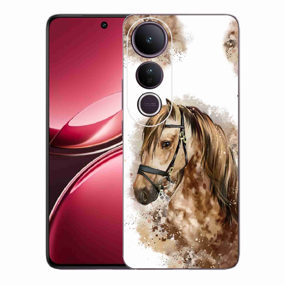 Gélový kryt mmCase na Vivo V50 Lite 4G/5G - hnedý kreslený kôň
