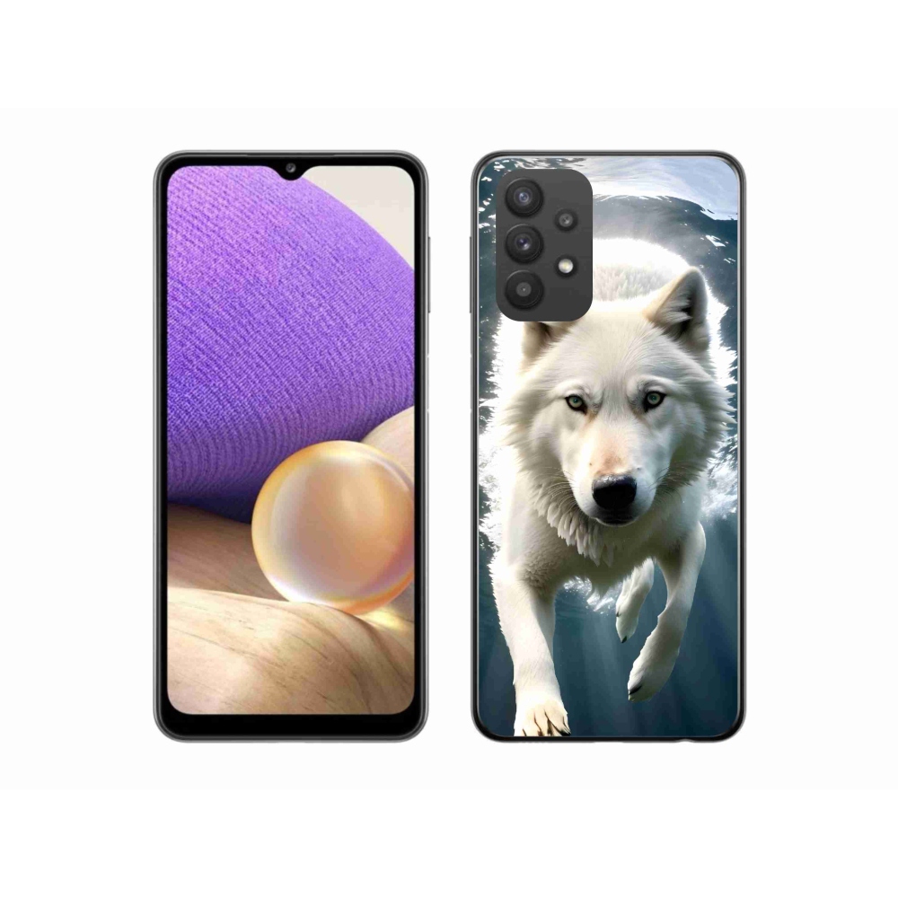 Gélový kryt mmCase na Samsung Galaxy A32 5G - biely vlk