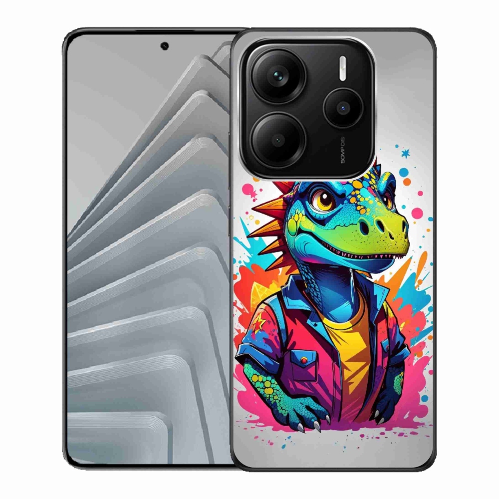 Gélový kryt mmCase na Xiaomi Redmi Note 14 5G - farebný dinosaurus