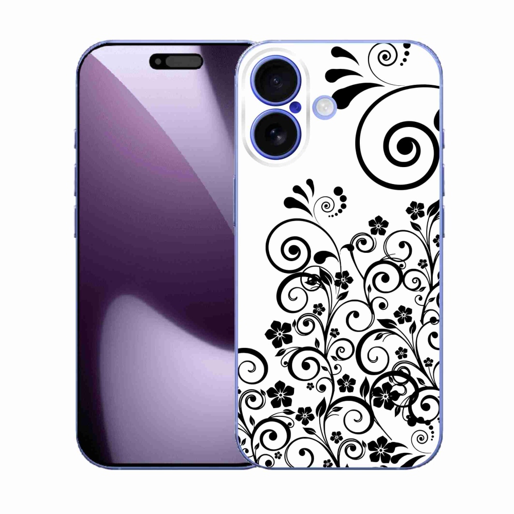 Gélový kryt mmCase na iPhone 17 - čiernobiele kvetinové vzory