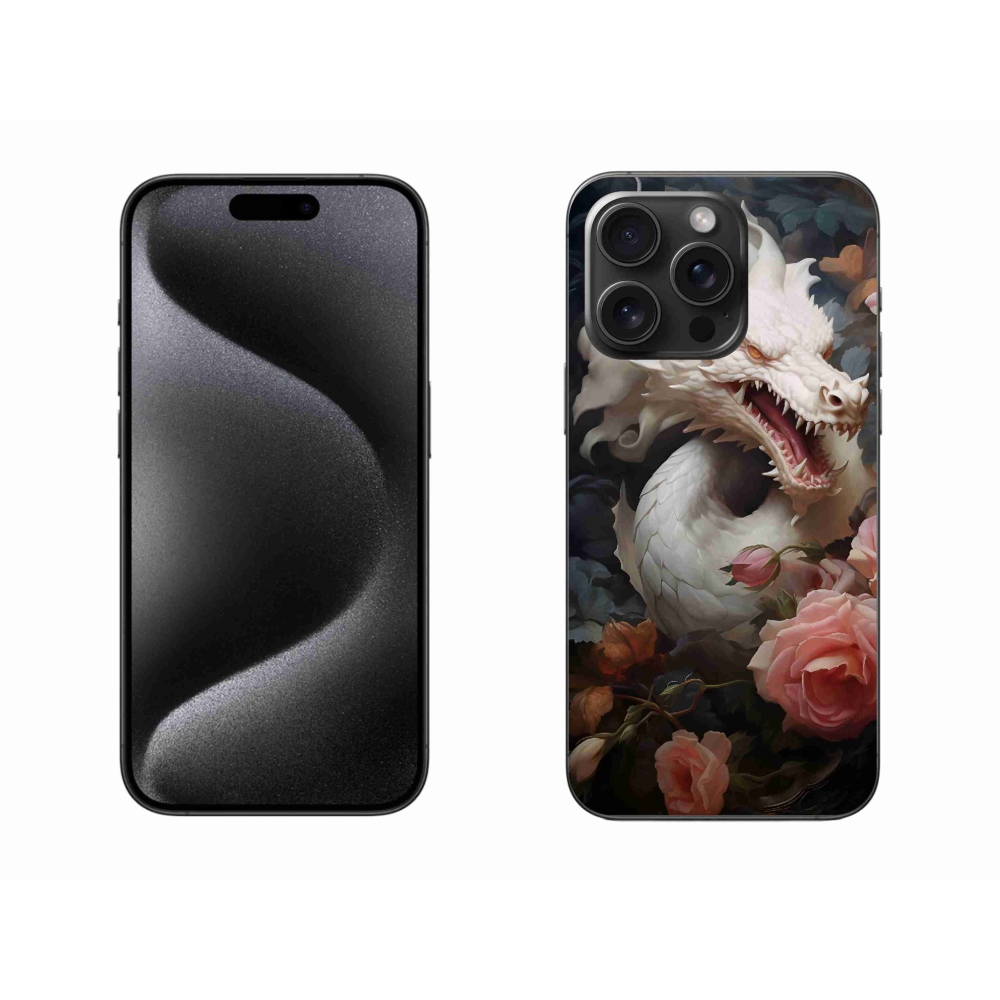 Gélový kryt mmCase na iPhone 15 Pro Max - biely drak