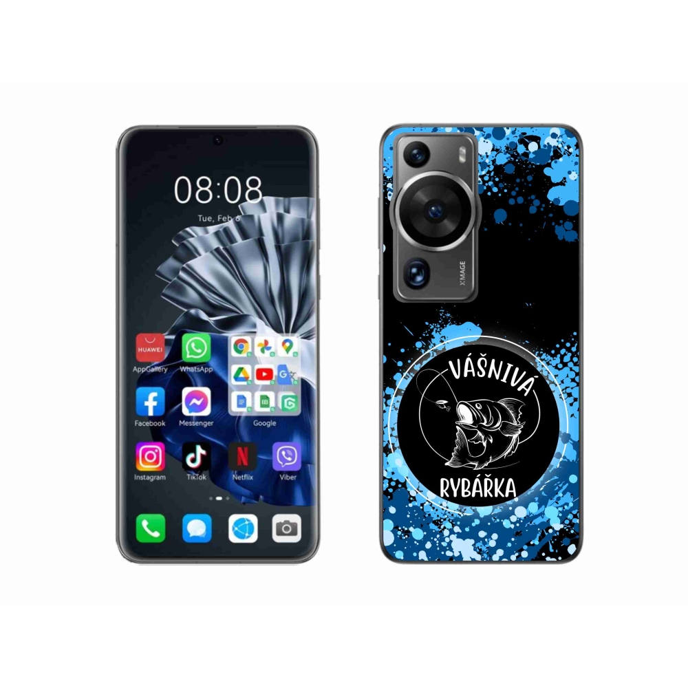Gélový kryt mmCase na Huawei P60 Pro - vášnivá rybárka čierne pozadie