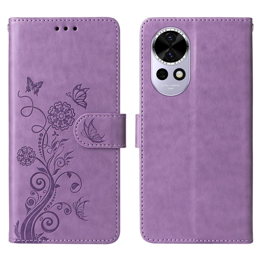 Flowery knižkové puzdro na Huawei Nova 13 5G - svetlofialové