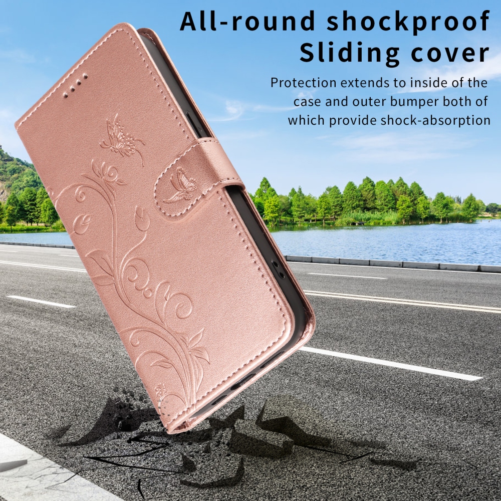 Flowery knižkové púzdro na Xiaomi Redmi 15 4G (171mm) - ružovozlaté