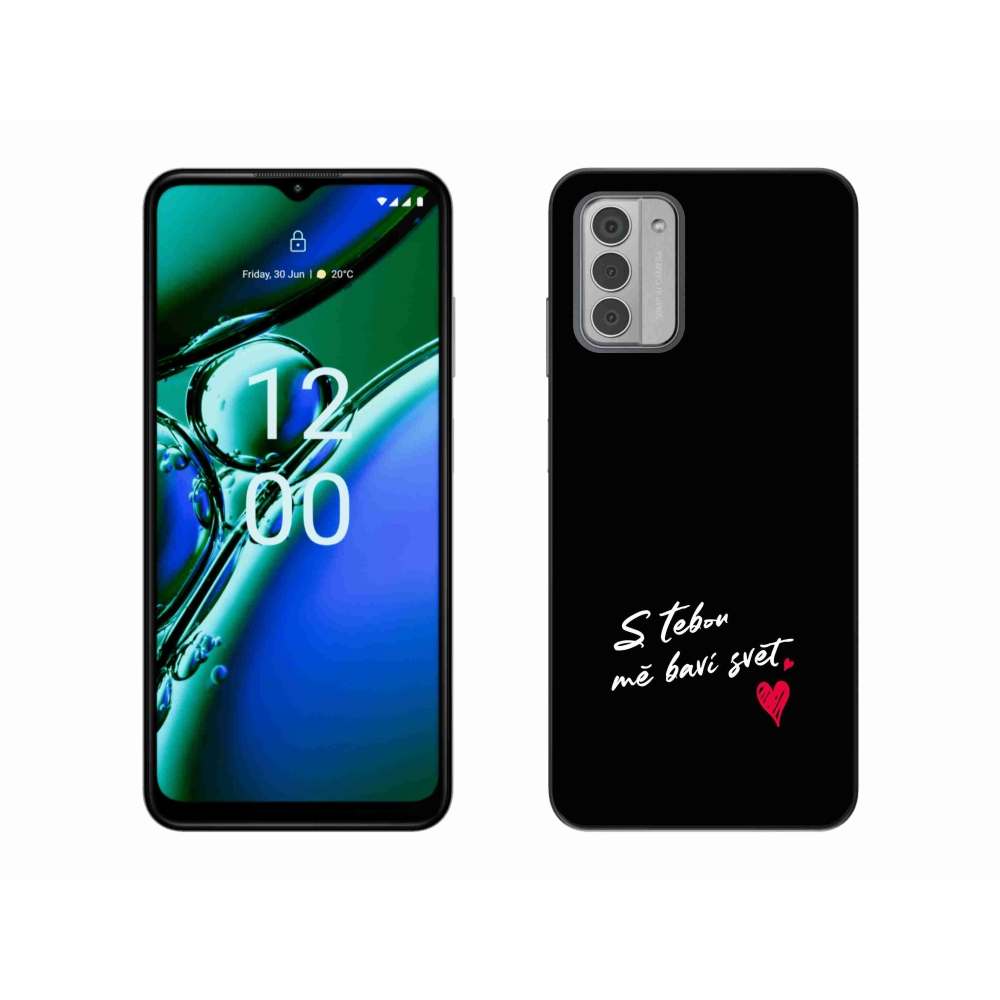 Gélový kryt mmCase na Nokia G42 - zamilovaný text 1 čierne pozadie