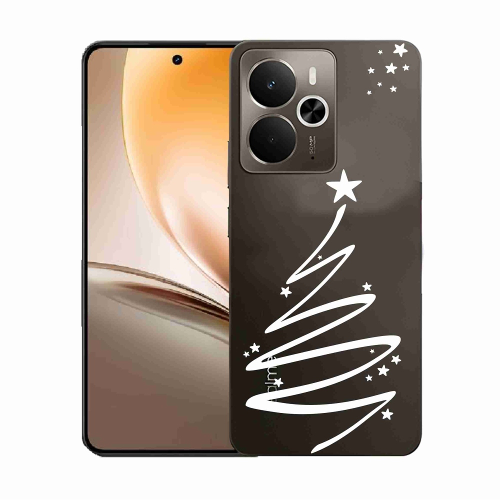 Gélový kryt mmCase na Realme 14 5G - biely stromček na priehľadnom pozadí