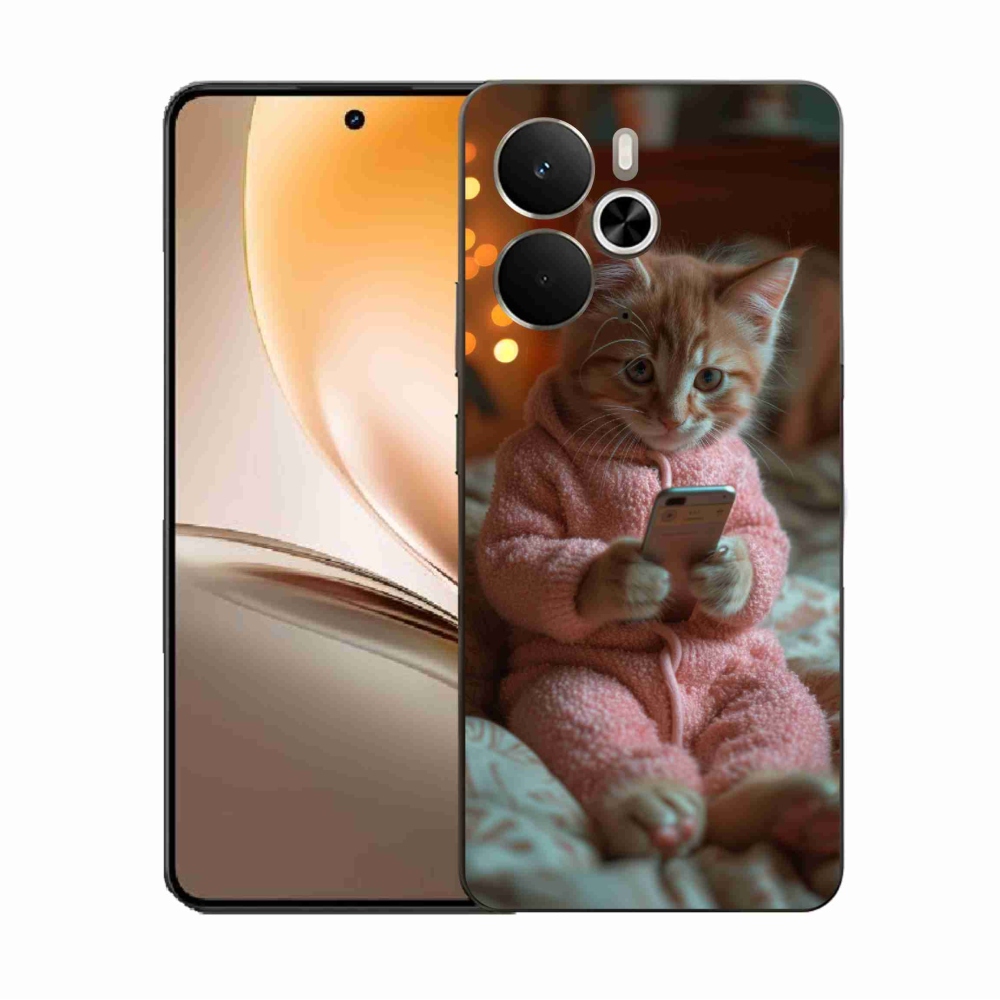 Gélový kryt mmCase na Realme 14 5G - mačiatko s mobilom