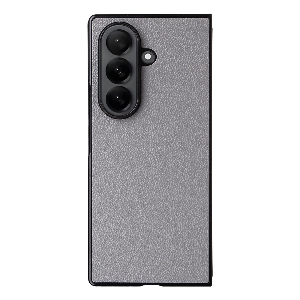 Leather plastový obal potiahnutý umelou kožou na Samsung Galaxy Z Fold7 5G - šedý